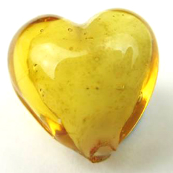  venetian murano glass 10mm incalmo amber heart bead *** QUANTITY IN STOCK =3 *** 