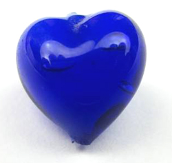  venetian murano glass 10mm incalmo cobalt heart bead  *** QUANTITY IN STOCK =18 *** 
