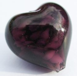  venetian murano dark amethyst glass 13mm x 13mm x 10mm heart bead *** QUANTITY IN STOCK =22 *** 