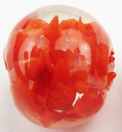  venetian murano red glass over white clouds 8mm round bead *** QUANTITY IN STOCK =26 *** 