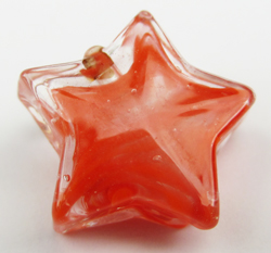  --CLEARANCE-- venetian murano red over white clouds 15mm star bead *** QUANTITY IN STOCK =1 *** 