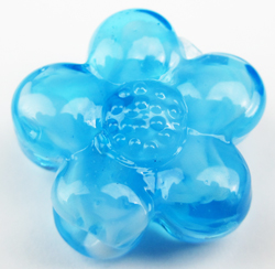  venetian murano sapphire blue glass with white clouds 15mm flower bead  *** QUANTITY IN STOCK =20 *** 