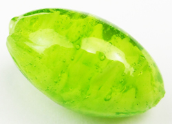  venetian murano lime green glass over white clouds 15mm x 9mm oval bead *** QUANTITY IN STOCK =25 *** 