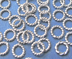  twisted bright sterling silver wire 4mm diameter, 21 gauge (approx 0.76mm) closed jump ring 