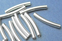  sterling silver 15mm x 2mm curved tube bead, 1.7mm ID 