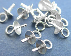  sterling silver 6mm post bail, 6mm pin is approx 0.8mm thick, cup 4mm diameter, ring is 1.3mm ID 
