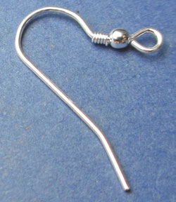  pair(s) sterling silver coil and ball, stamped 925, earwires -  24mm shank, 2.5mm ball, wire diameter 0.76mm 