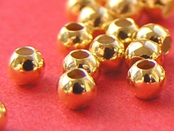  <1.95g/100> vermeil 2mm round bead, 0.9mm hole, 1 micron plating for increased durability [vermeil is gold plated sterling silver] 