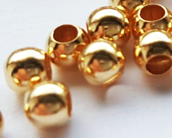  <3.35g/100> vermeil 3mm round bead, 1.5mm hole, 1 micron plating for increased durability [vermeil is gold plated sterling silver] 