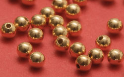  ONE HOLE BEADS : vermeil 3mm round bead, ONE HOLE 0.9mm [vermeil is gold plated sterling silver] 