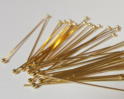  vermeil 30mm ball ended headpin, soft, 24 gauge (approx 0.5mm diameter), 1.5mm ball [vermeil is gold plated sterling silver] 