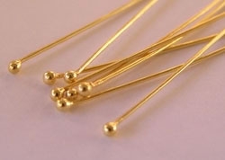  vermeil 40mm ball ended headpin, soft, 24 gauge (approx 0.5mm diameter), 1.5mm ball [vermeil is gold plated sterling silver] 