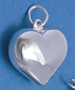  sterling silver puffed heart 19mm x 17mm x 7.75mm plus open jump ring 