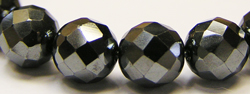  string of hematite faceted 8mm round beads - approx 52 beads per string 