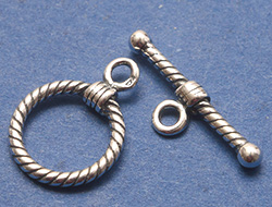  sterling silver wound wire toggle clasp with 11.5mm ring and 19mm bar 