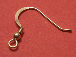  pair vermeil coil and ball, stamped 925, earwires -  21mm shank, 9mm diameter, 2.5mm ball, wire diameter 0.7mm [vermeil is gold plated sterling silver] 