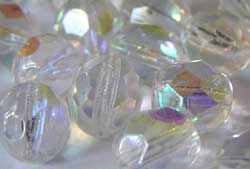  czech crystal ab firepolished 10mm faceted round glass bead (41ps) 