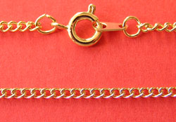  plated gold 2mm curb links, 18 inch length, pendant chain 