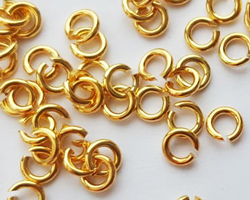  <2.45g/100> vermeil 3mm diameter 22 gauge (approx 0.64mm) open jump ring, 1 micron plating for increased durability [vermeil is gold plated sterling silver] 