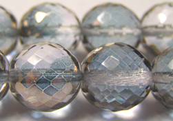  czech crystal smoke firepolished 14mm faceted round glass bead 