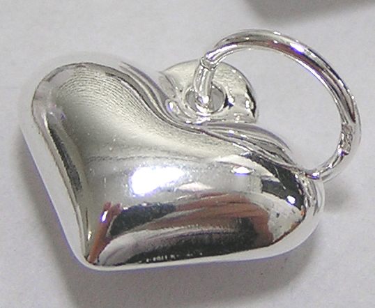  sterling silver 13mm x 11mm puffed heart charm PLUS 7mm, 20 gauge open ring - decent sized heart charms, suitable for a variety of uses inc pendants 