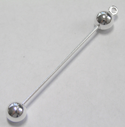  silver plated add-a-bead drop, total length 48mm, bead at bottom (which unscrews) 6mm diameter (will take most large core beads inc charm beads), ring at top internal diameter 1mm 