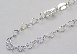  ready made sterling silver bracelet - 3.5mm heart chain - stamped 925 - total length 19cm / 7.5 inches - ideal for lightweight charms 