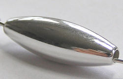  sterling silver 18mm x 6mm oval bead, 1.8mm hole 