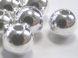  <36.2g/100> sterling silver 6mm round beads, 1.8mm hole, heavier than product pb1208 