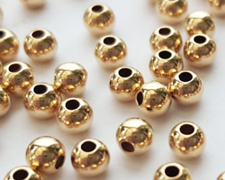  gold filled, 14/20, 3mm round bead, 1mm hole 