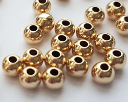  gold filled, 14/20, 2.5mm round bead, 1mm hole 