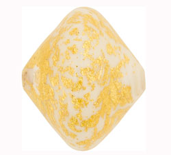  venetian murano clear glass over opaque white glass smothered in 24k gold leaf 18mm bicone bead *** QUANTITY IN STOCK =10 *** 