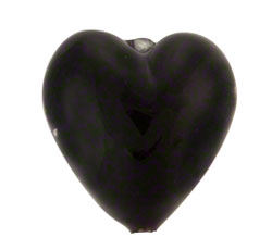  venetian murano glass 10mm incalmo jet heart bead  *** QUANTITY IN STOCK =21 *** 