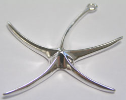  sterling silver, stamped 925, 40mm starfish charm / pendant / drop, closed ring at top has inside diameter of 1.5mm 