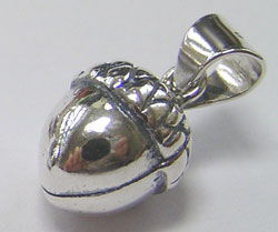  sterling silver 12mm x 8.5mm chunky acorn charm, solid silver not hollow, ring on top has internal diameter of 1.5mm, pre-attached bail is 5mm with at least 3mm internal capacity 