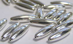  silver plated 15mm x 4.7mm plain oval bead 