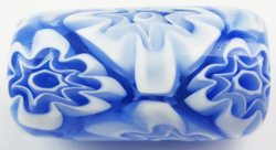  venetian murano blue millefiori 27mm x 10mm tube glass bead *** QUANTITY IN STOCK = 7 *** 