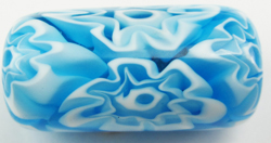  venetian murano aquamarine millefiori 27mm x 10mm tube glass bead *** QUANTITY IN STOCK = 10 *** 