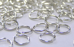 sterling silver 5mm diameter, 22 gauge (approx 0.64mm), open jump ring (saw cut)