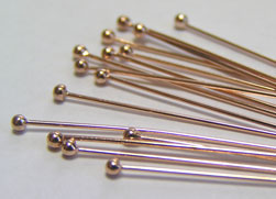  ROSE GOLD FILL, soft, 24 gauge (approx 0.5mm thick) 1.5mm ball-ended 50mm headpin 