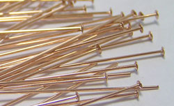  ROSE GOLD FILL, half hard, 24 gauge (approx 0.5mm thick) flat-ended 38mm headpin 