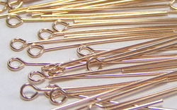  ROSE GOLD FILL, half hard, 24 gauge (approx 0.5mm thick) 38mm eyepin, ring at end has 1mm internal diameter 