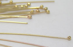  14k gold filled (14/20), 26 gauge (approx 0.4mm thick), 1.5mm ball ended 25mm headpin 