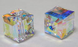  swarovski glass 5601 crystal AB 8mm cube bead 