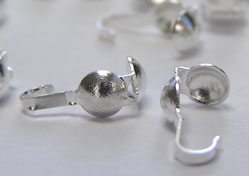  silver filled 8mm long by 4mm diameter closed loop clamshells / bead tips / calottes 