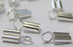  sterling silver, 925 stamp on ring, 9mm x 4mm x 2mm double tube cord end, each tube has internal diameter of 1.5mm, ring at top has internal diameter 2mm 