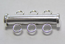  sterling silver, stamped 925, 22mm x 7mm plain tube 3 hole multi-strand clasp closed loops internal diameter 2.3mm 