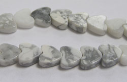 white howlite 6.5mm heart bead - sold loose 