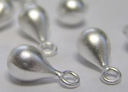  satin sterling silver 10.5mm x 5mm teardrop charm, ring has 1.4mm hole 