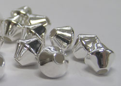  silver plated 6mm plain bicone bead (pp100) 